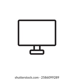 Computer monitor icon black and white vector outline sign