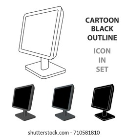 Computer monitor icon in cartoon style isolated on white background. Personal computer accessories symbol stock vector illustration.