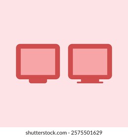 Computer monitor icon design symbol for website and mobile apps. silhouette illustration of monitor screen. design illustration elements with broadcasting and digital media theme