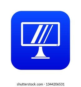 Computer monitor icon digital blue for any design isolated on white vector illustration