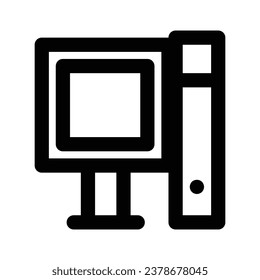 Computer Monitor Icon. Editable Bold Outline Design. Vector Illustration.