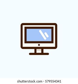 Computer monitor icon. Filled outline PC symbol. Vector illustration