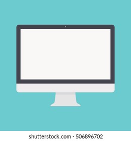 computer monitor icon in flat design style on blue background. display symbol. stock vector illustration