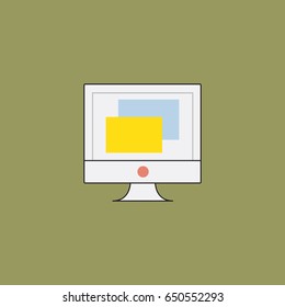 Computer monitor icon flat design illustration.