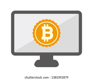 Computer monitor icon. Flat PC symbol. Vector illustration