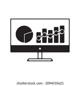 Computer monitor icon. Flat PC symbol. Vector illustration, EPS10.
