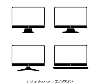 Computer monitor icon. Flat PC symbol. Vector illustration