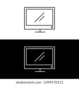 Computer monitor icon. Flat PC symbol. Vector illustration