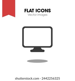 Computer monitor icon. Flat PC symbol. Vector illustration, EPS10.

