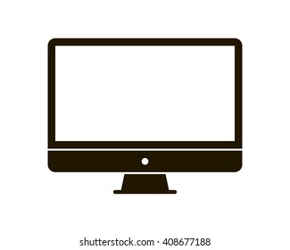 Computer Monitor Icon. Flat PC Symbol. Vector Illustration, EPS10.
