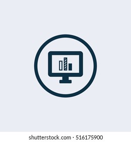 Computer monitor icon. Flat PC symbol. Vector illustration