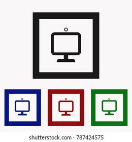Computer monitor icon. Flat PC symbol. Vector illustration, EPS10.
