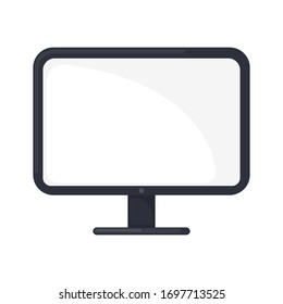 Computer monitor icon in flat style isolated on white background. PC symbol. Vector illustration,.