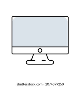 Computer monitor icon. Flat widescreen. Vector.