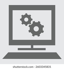 Computer monitor icon with gears symbolizing settings, configuration, and customization.