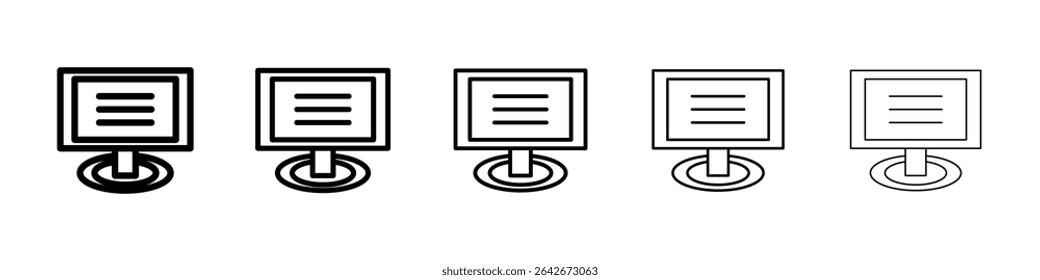 Computer monitor icon isolated vector on white background set