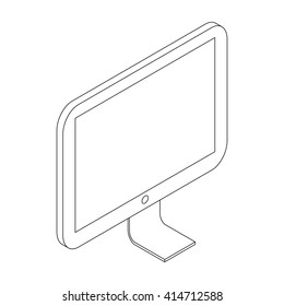 Computer monitor icon, isometric 3d style