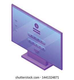 Computer monitor icon. Isometric of computer monitor vector icon for web design isolated on white background