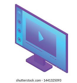 Computer monitor icon. Isometric of computer monitor vector icon for web design isolated on white background