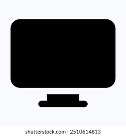 Computer, Monitor Icon, Lcd Tv Vector Icon, Display, Led Tv, User Interface, User Experience, Isolated Silhouette Vector Icon.