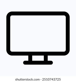 Computer, Monitor Icon, Lcd Tv Vector Icon, Display, Led Tv, User Interface, User Experience, Isolated Lineal Vector Icon.