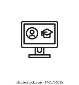 Computer monitor icon line vector. Education, school and university elements for logo, websites, web design and mobile app.