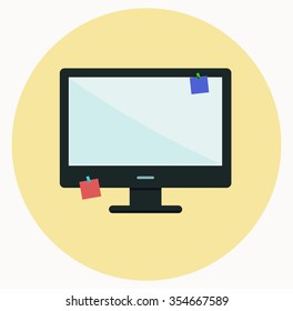 Computer Monitor icon. Modern Flat style with  a shadow