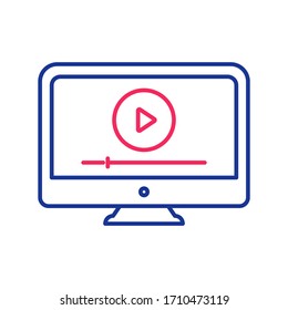 Computer monitor icon. Movie player, play video button icon