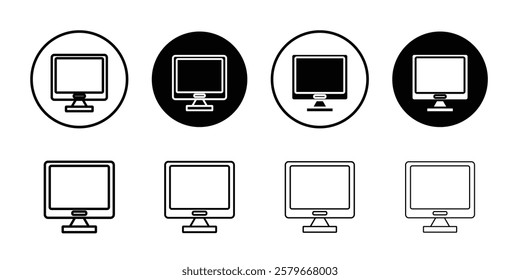 Computer monitor icon Outline thin set pack series