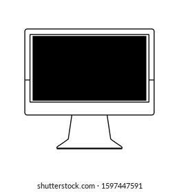 computer monitor icon over white background, flat design, vector illustration