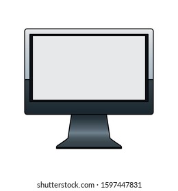 computer monitor icon over white background, vector illustration