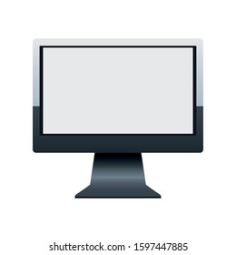 computer monitor icon over white background, colorful design, vector illustration