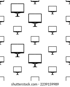Computer Monitor Icon Seamless Pattern, Computer Pictorial Form Visual Display Output Device, Display Device Vector Art Illustration