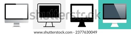 Computer monitor icon set. Monitor icon in flat style. Realistic monitor. Monitor Display Screen. Different style icons set. Vector illustration