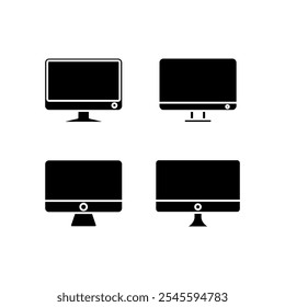 Computer monitor icon set. Vector illustration.