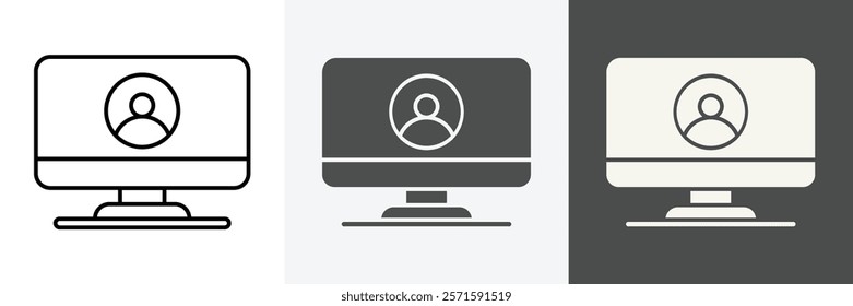 Computer monitor icon set vector art