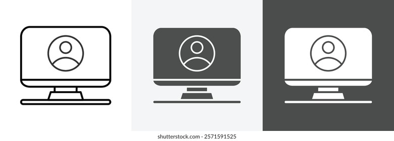 Computer monitor icon set vector art