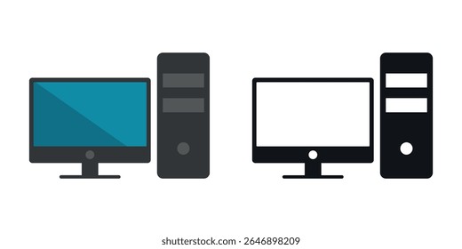 Computer monitor icon set. Vector illustration.