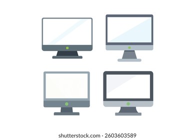 Computer Monitor Icon Sets for Apps, computer monitor icon, desktop monitor flat icon, computer display vector, digital screen