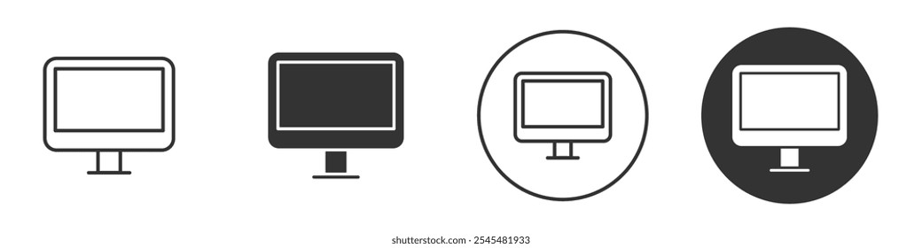 Computer monitor icon Simple outline vector logo