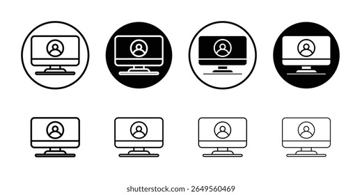 Computer monitor icon thin flat simple illustration symbol