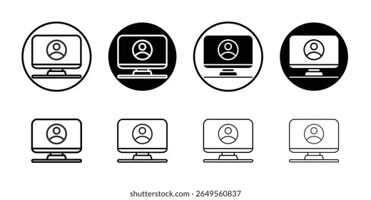 Computer monitor icon thin flat simple illustration symbol