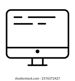 Computer monitor icon in thin line style