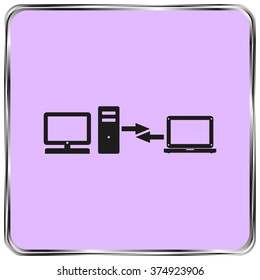computer with monitor icon, vector illustration