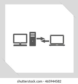 computer with monitor icon, vector illustration