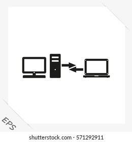 computer with monitor icon, vector illustration