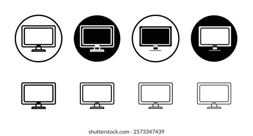 Computer monitor icon vector line logo mark or symbol set collection outline style