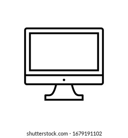 Computer monitor icon vector in outline style