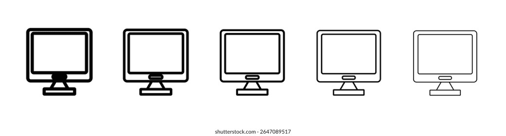 Computer monitor icon vector outline symbol or illustration