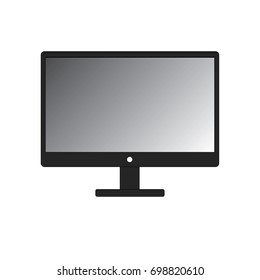 Computer monitor icon widescreen with gray isolated on white background. Flat PC symbol. Vector illustration, EPS10.